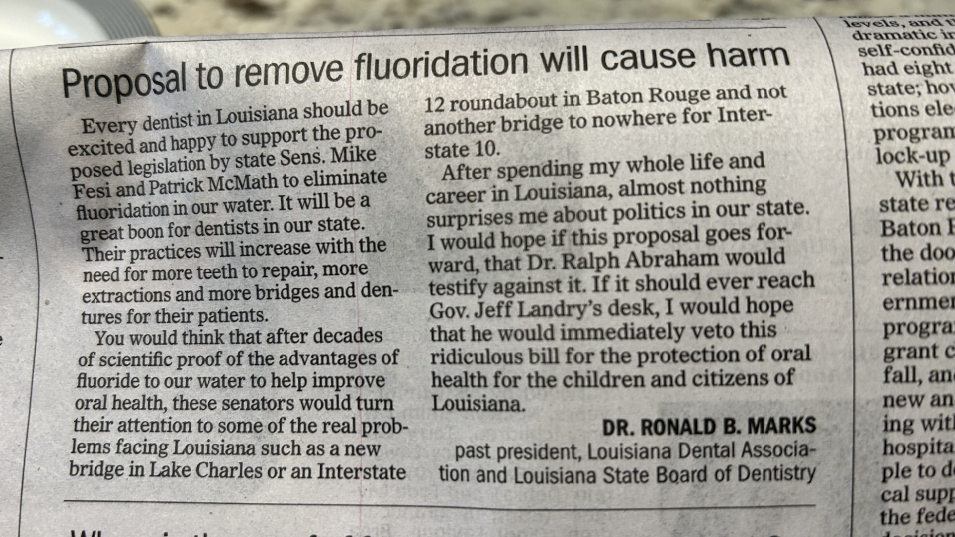 Proposal to remove fluoridation will cause harm